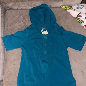 Teal Womes Hooded Shirt